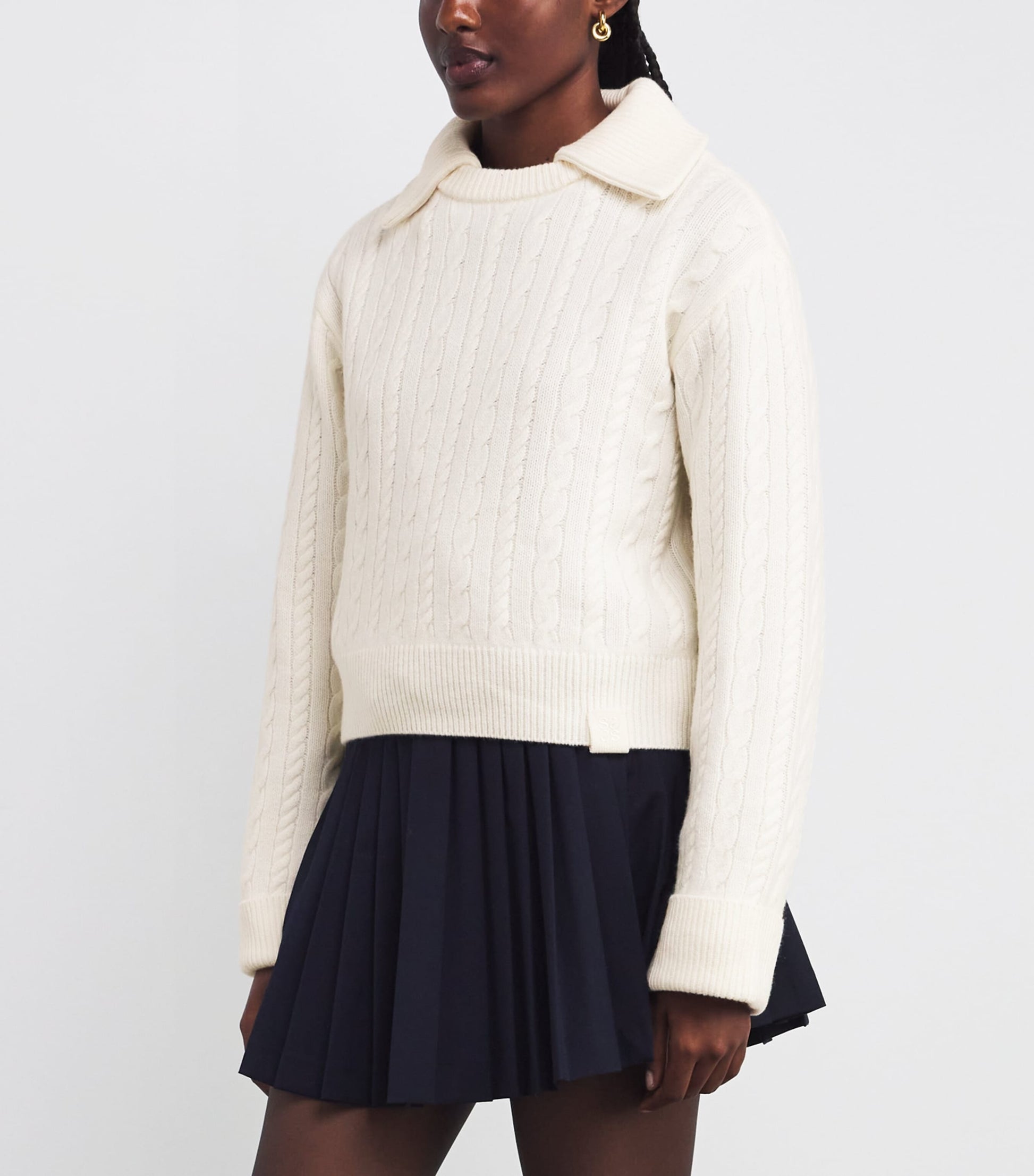 Beige Wool Sailor-Neck Sweater