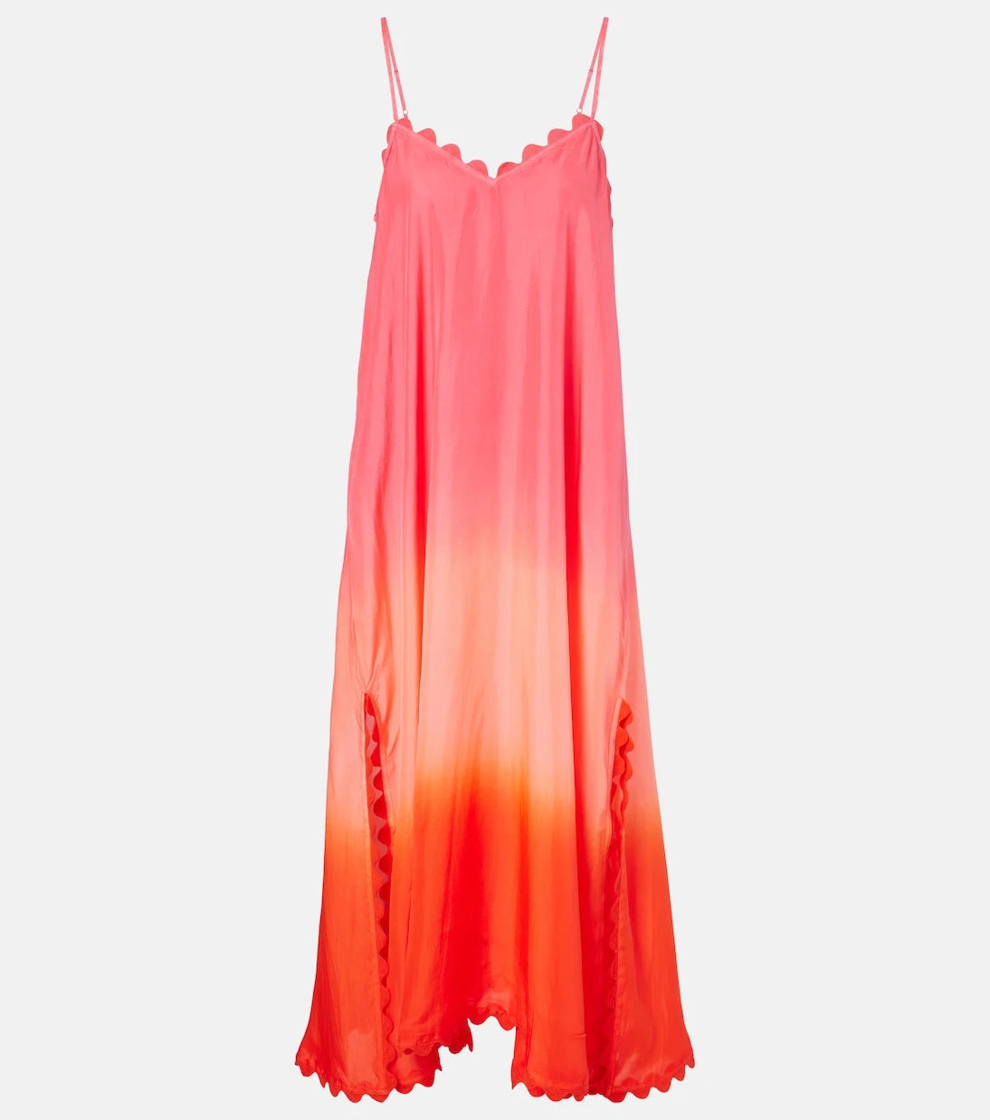 Juliet Dunn - Scalloped silk slip dress