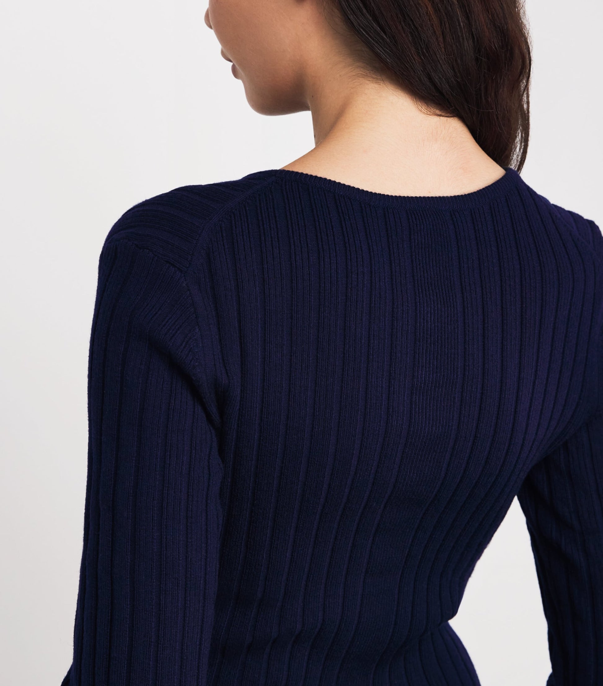 Maje Blue Ribbed Knitted Mini Dress