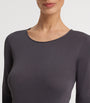 Black Cotton Seamless Long-Sleeve Top