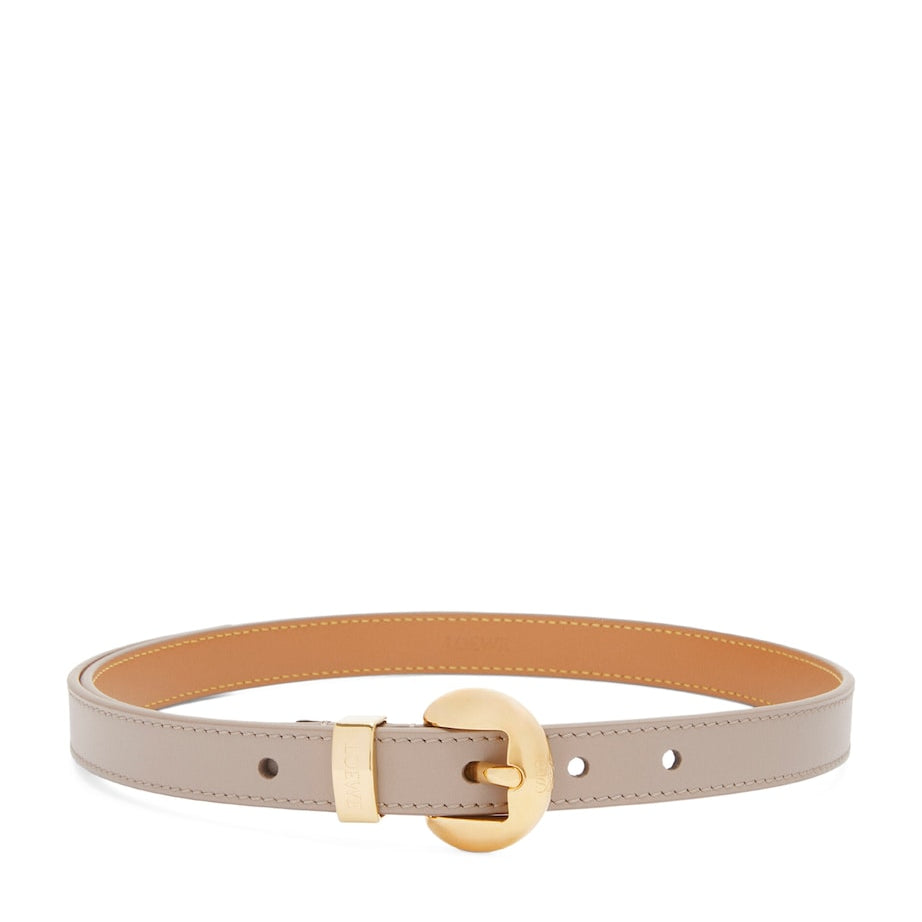 Beige Leather Pebble Belt