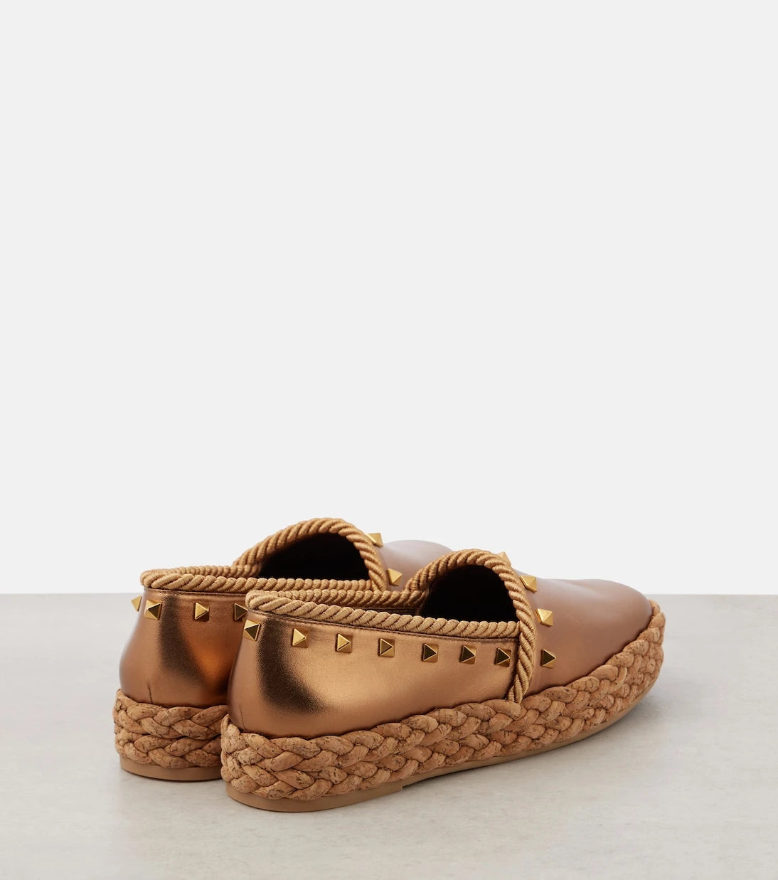Valentino Garavani - Rockstud metallic leather espadrilles