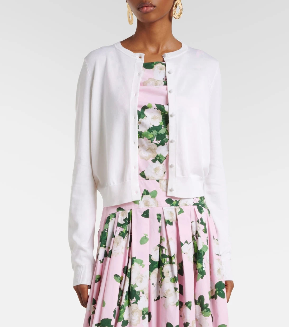 Carolina Herrera - Cropped silk and cotton cardigan