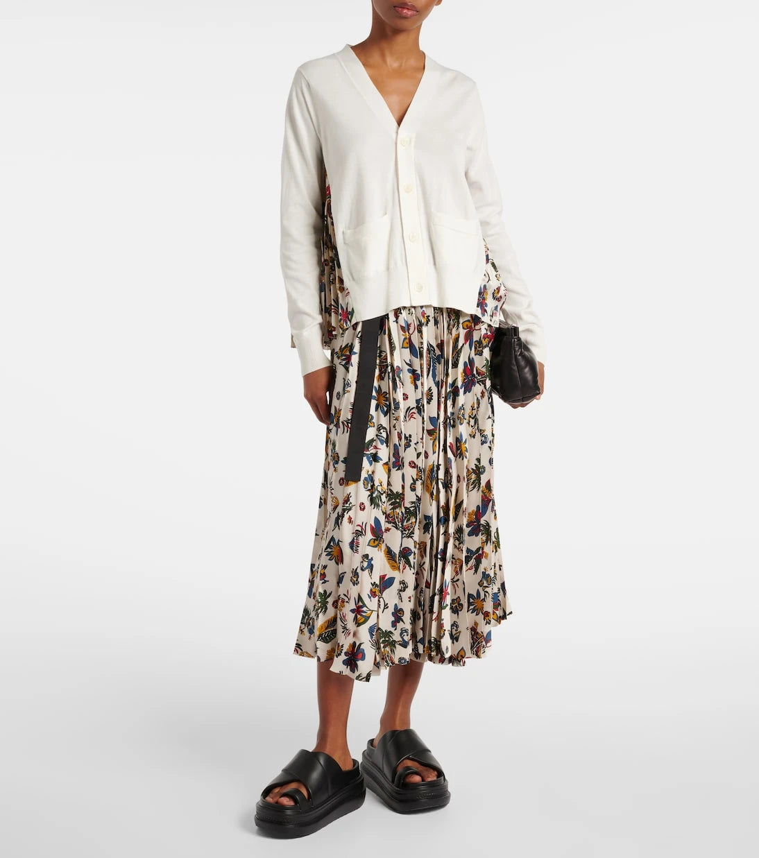 Sacai - Printed pleated midi skirt