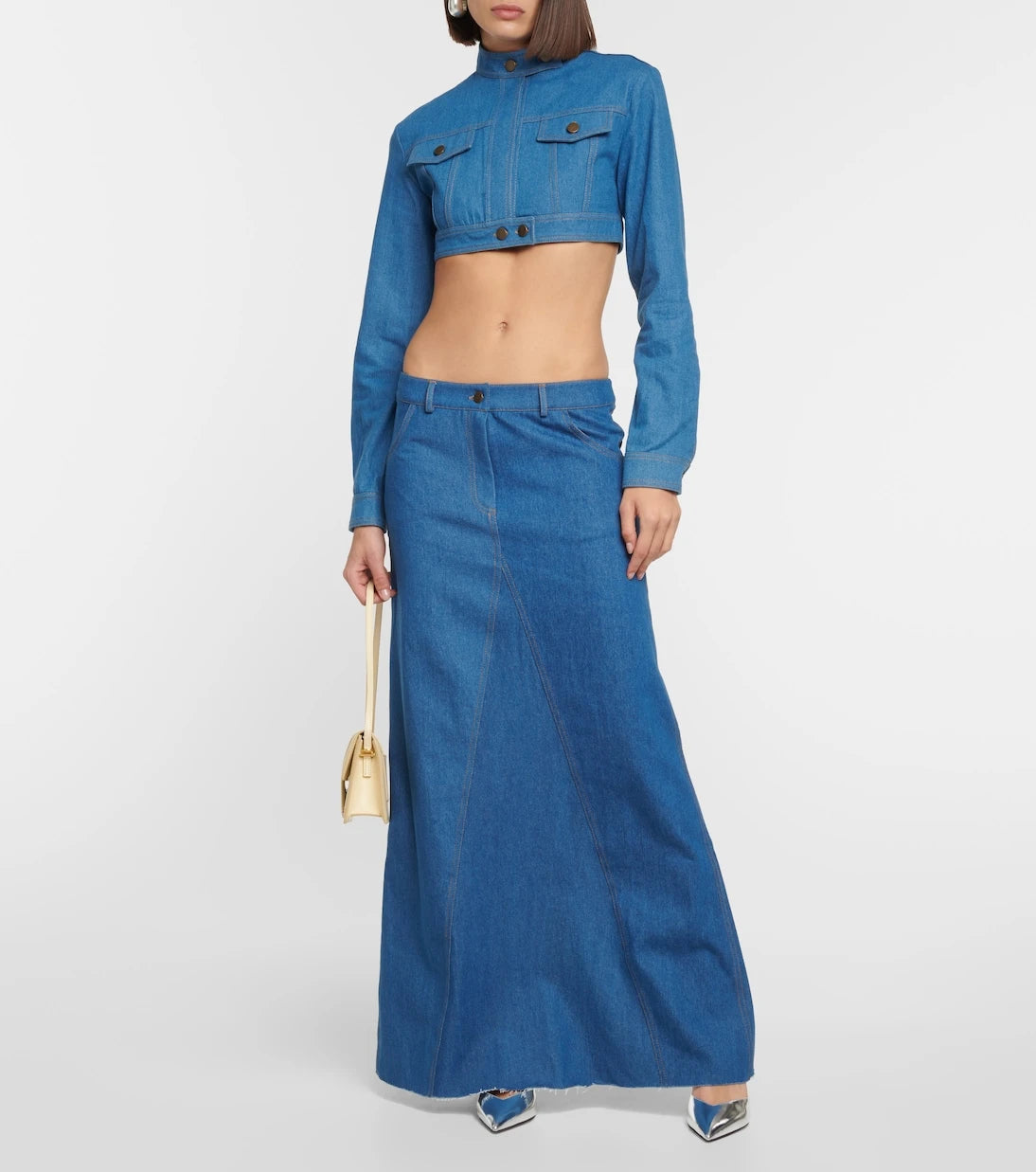Aya Muse - Pilla low-rise denim maxi skirt