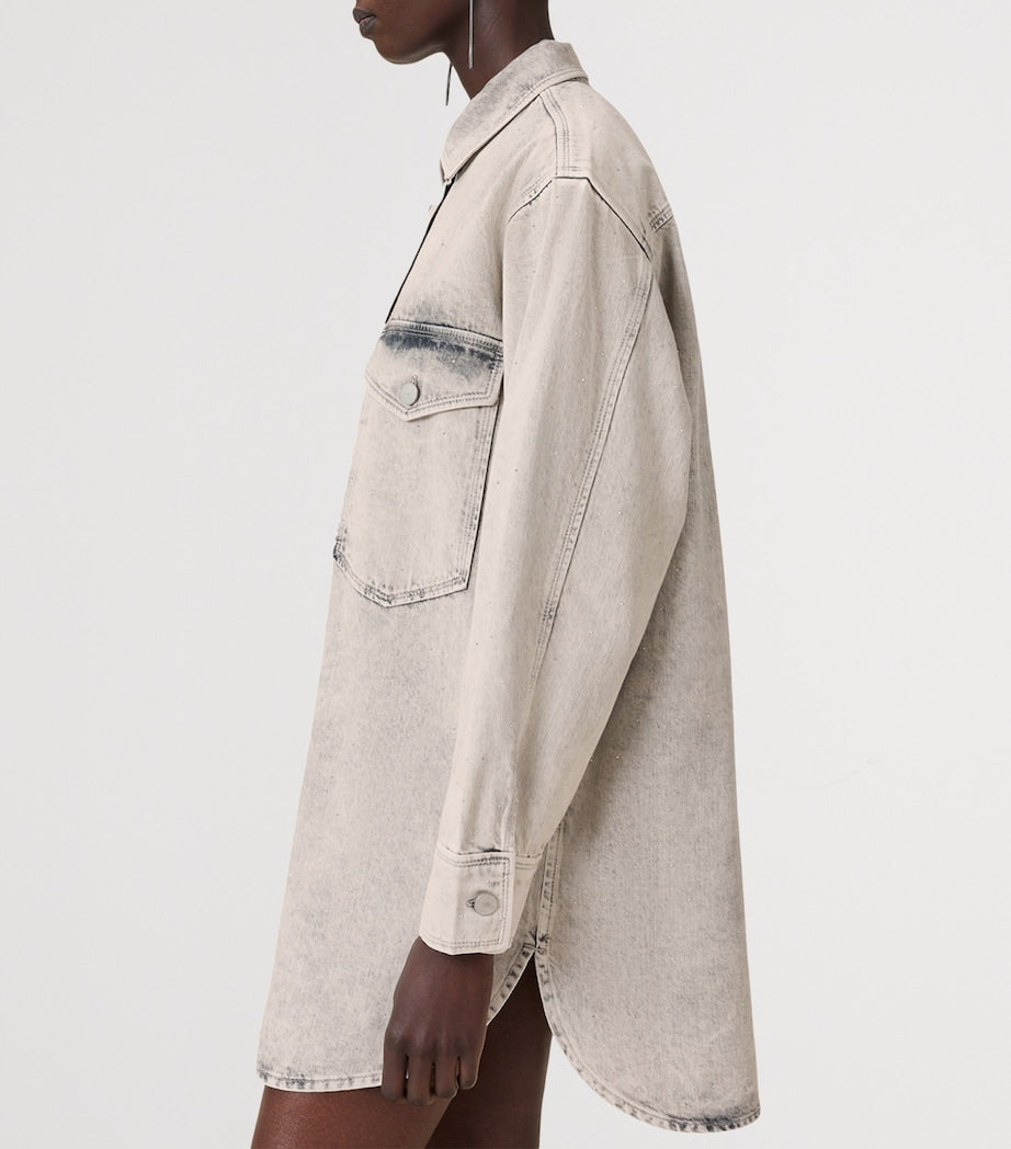AllSaints Grey Organic Denim Faye Mini Shirt Dress