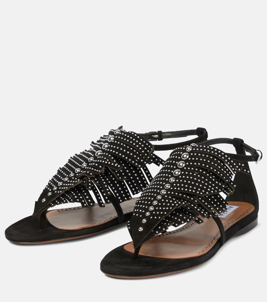 Alaïa - Embellished suede thong sandals