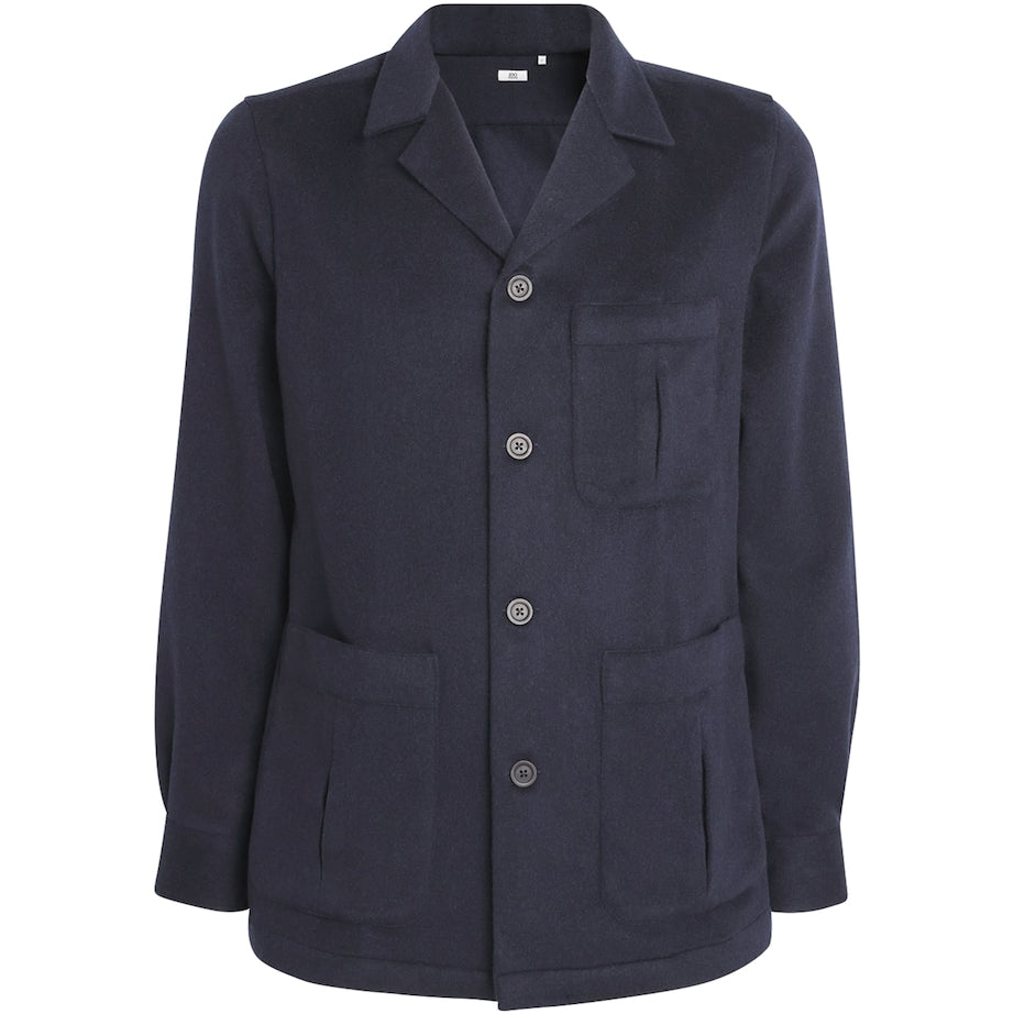 100HANDS Navy Cashmere Single-Breasted Jacket