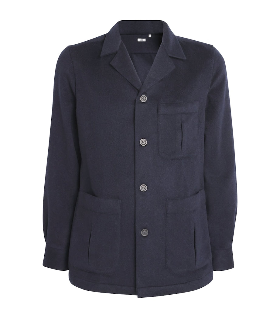 100HANDS Navy Cashmere Single-Breasted Jacket