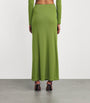 Green Pin-Gathered Maxi Skirt