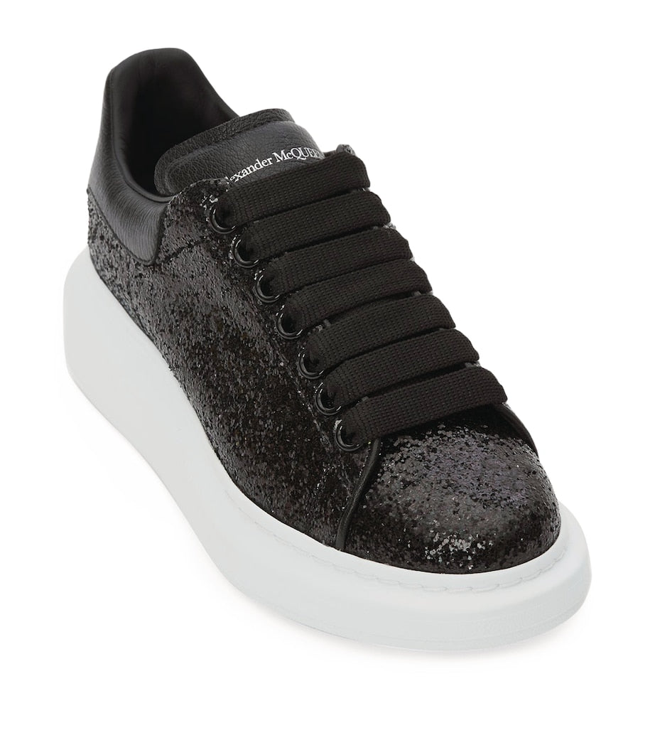 McQueen Black Glitter Oversized Sneakers