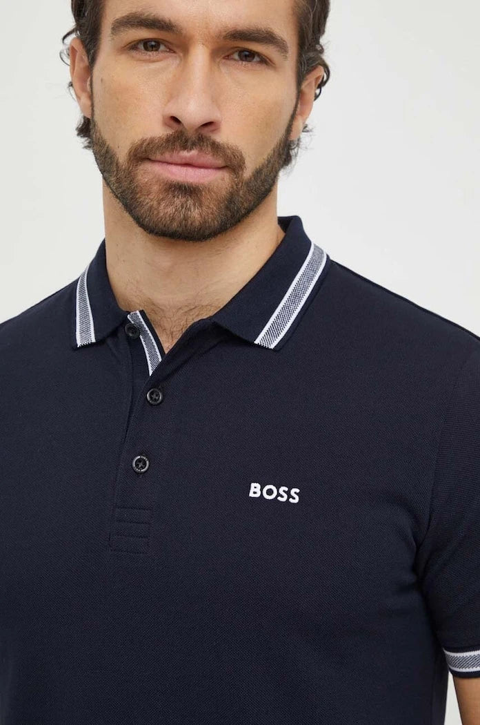 BOSS Green Pamuklu Yakalı Erkek Tişört Paddy