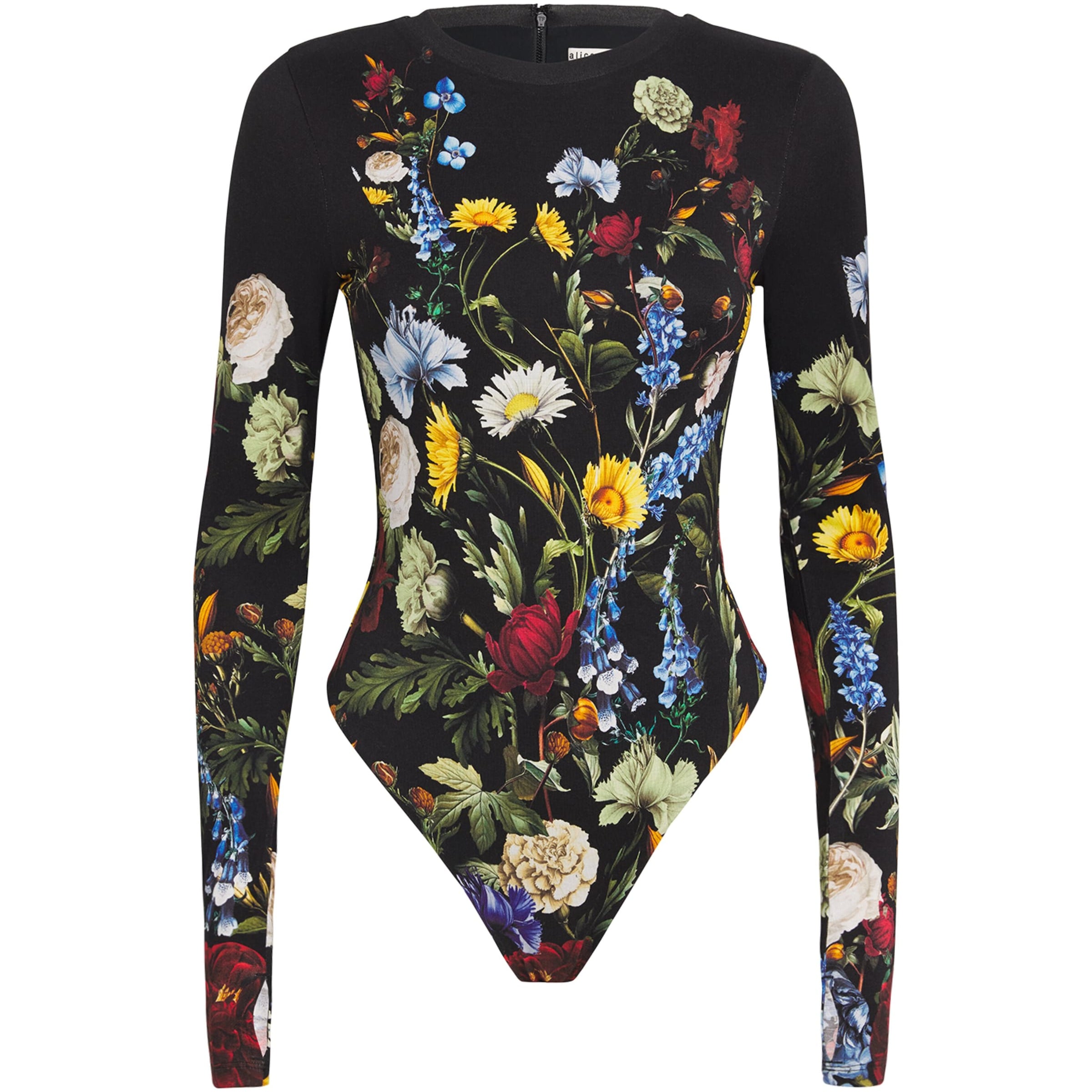 Alice+Olivia Black Floral Olea Bodysuit