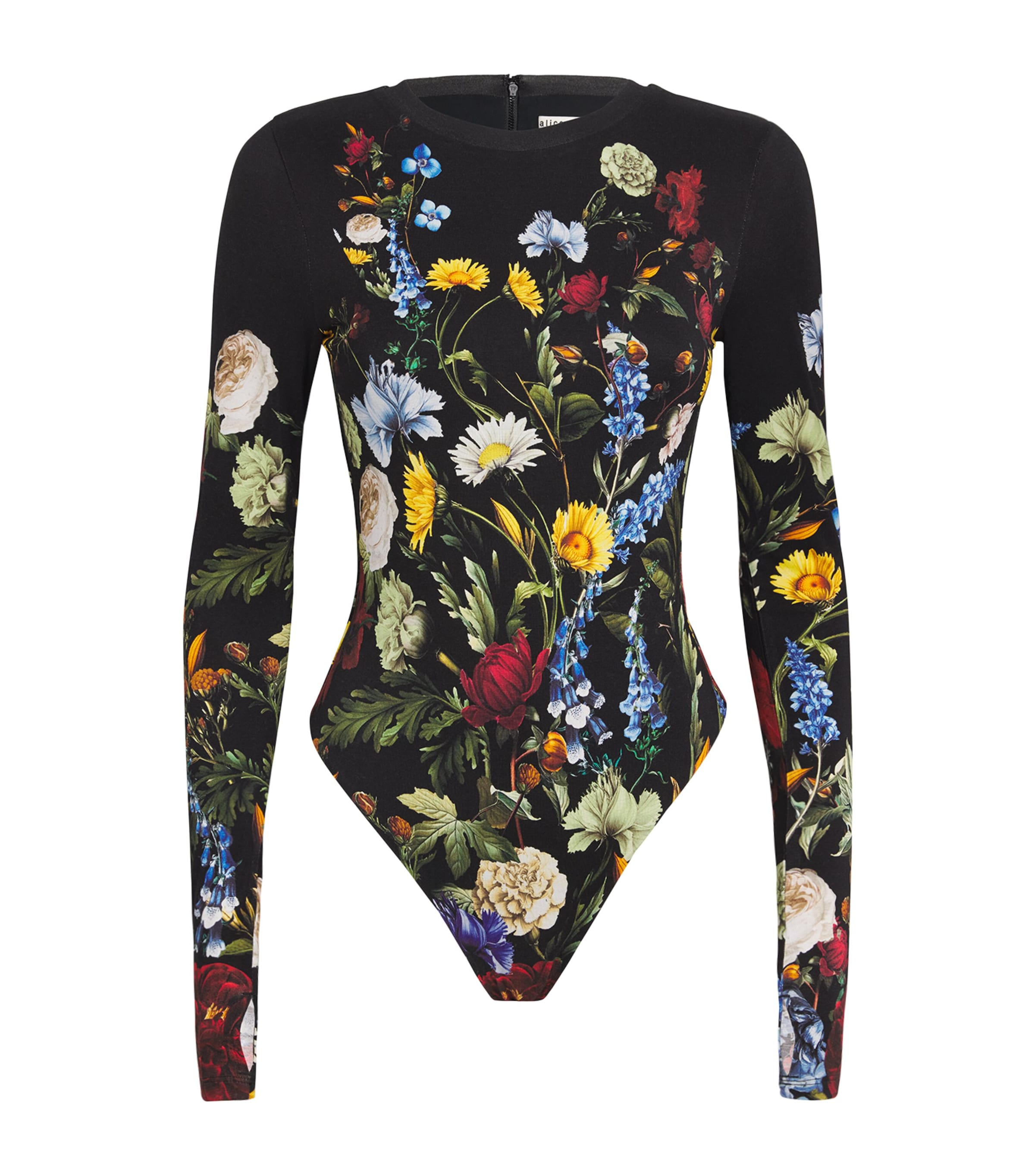 Alice+Olivia Black Floral Olea Bodysuit