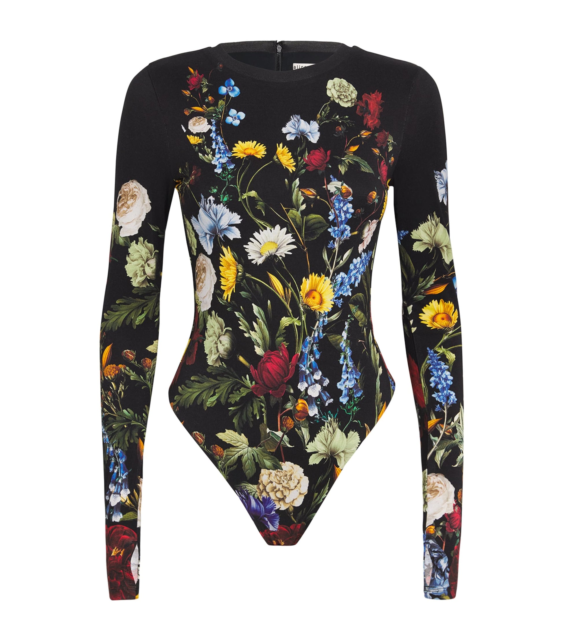Alice+Olivia Black Floral Olea Bodysuit