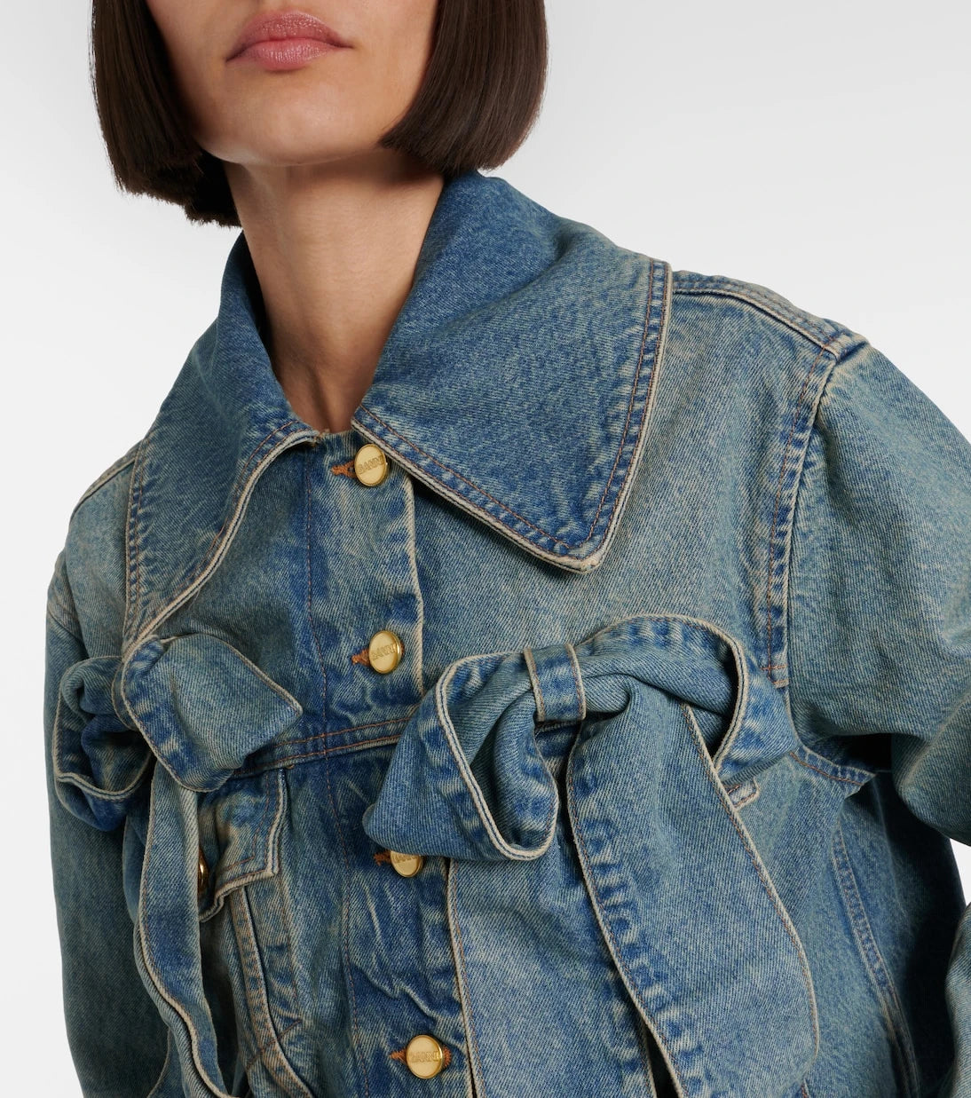 Ganni - Bow-detail denim jacket