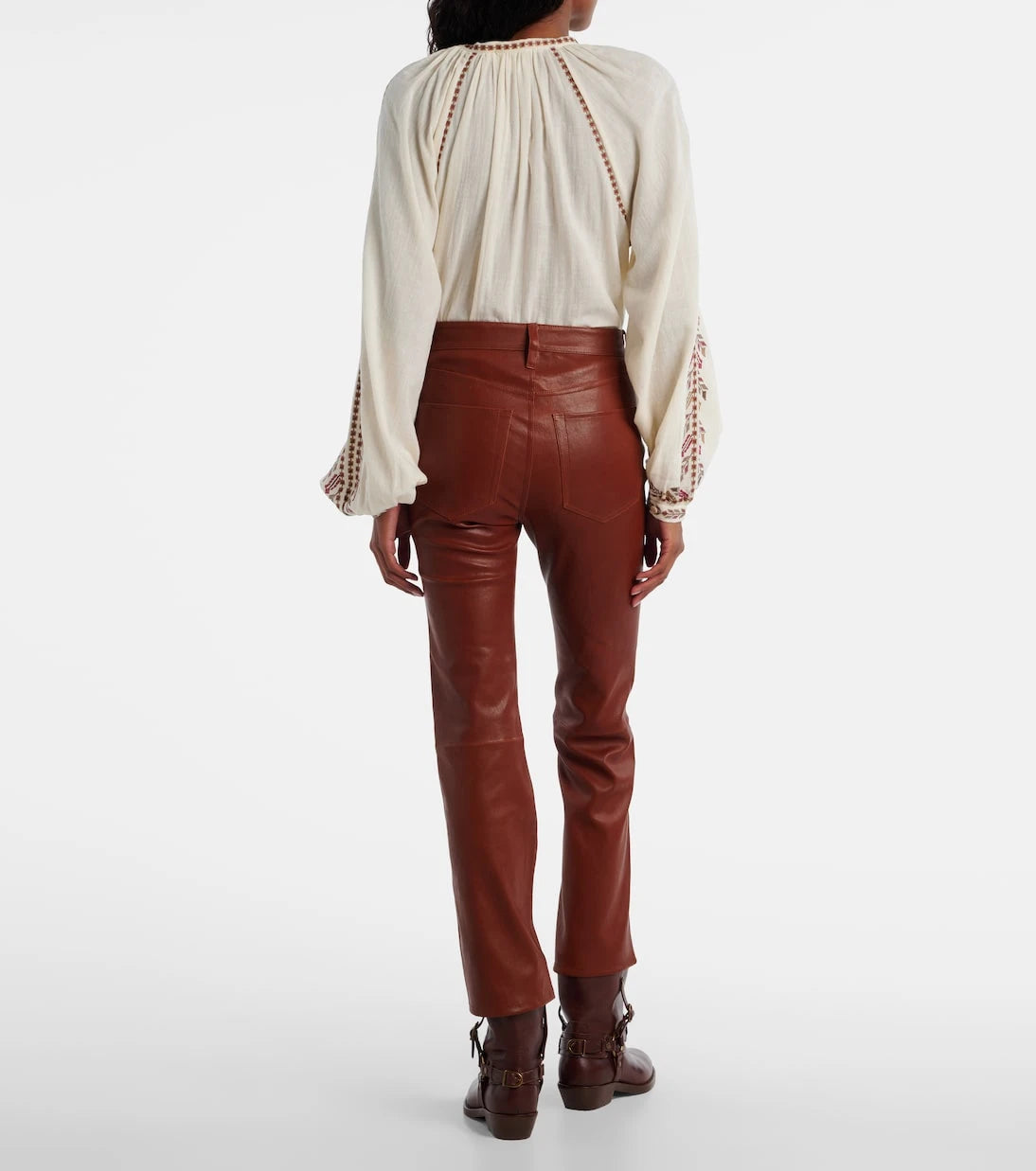 Frame - Reboot Crop leather bootcut pants