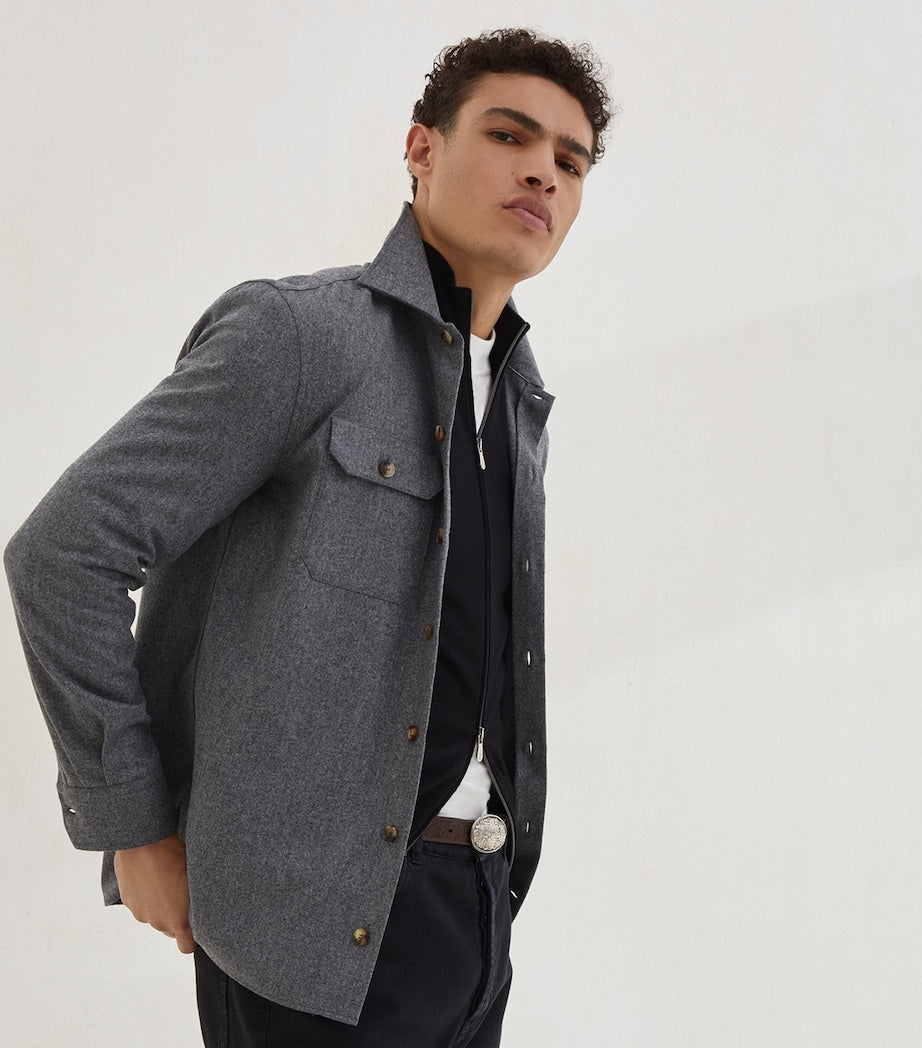 Brunello Cucinelli Grey Virgin Wool Overshirt