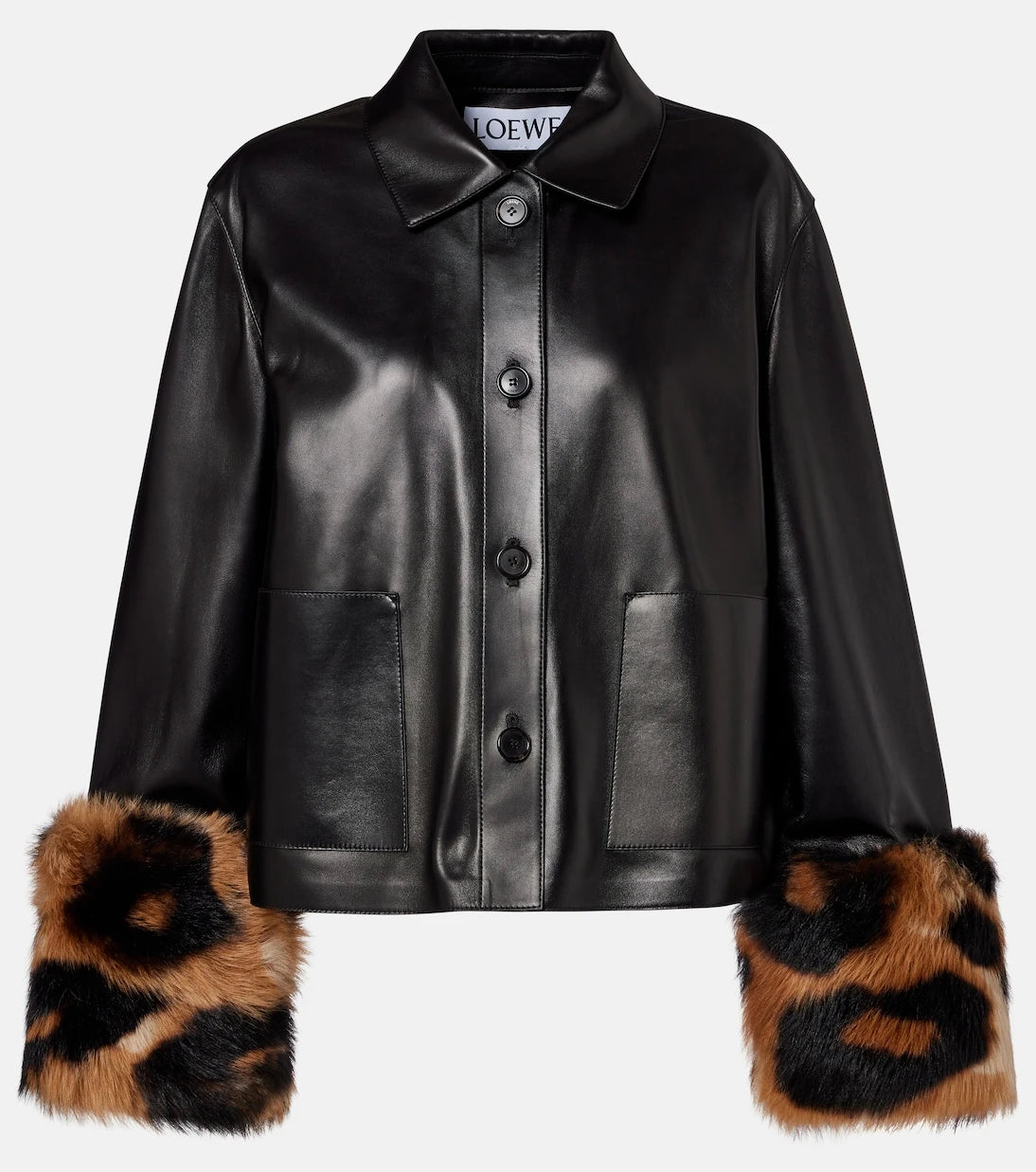 Loewe - Shearling-trimmed leather jacket