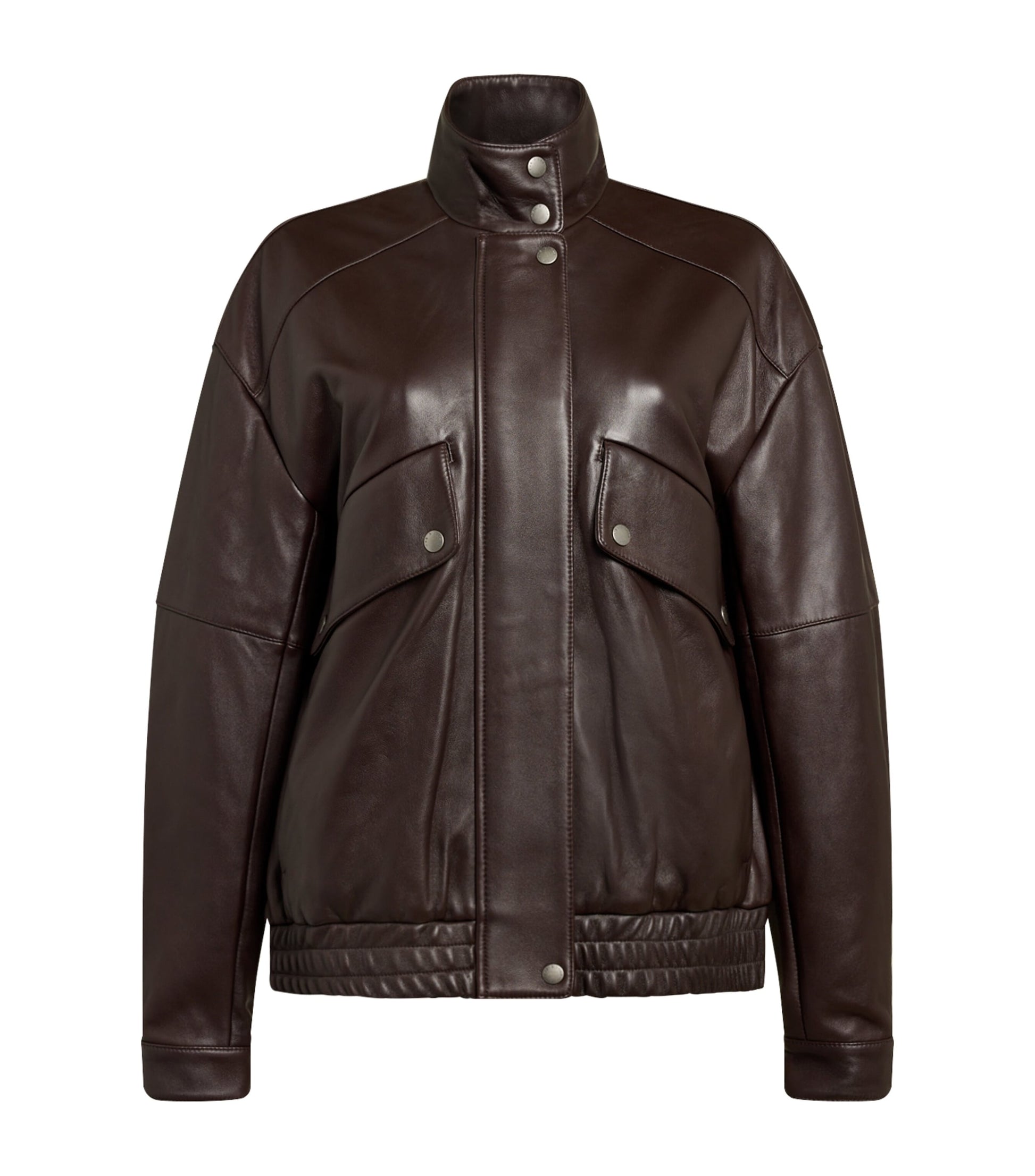 Rag & Bone Brown Leather Aria Bomber Jacket