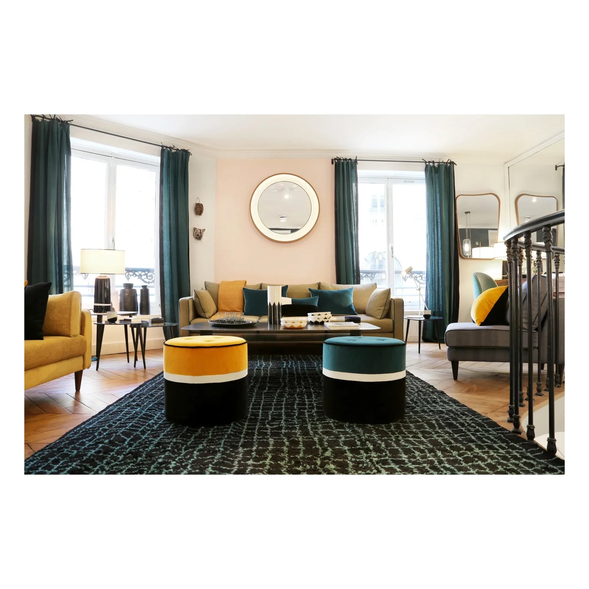 Maison Sarah Lavoine - Leo Velvet Pouffe  | Ochre