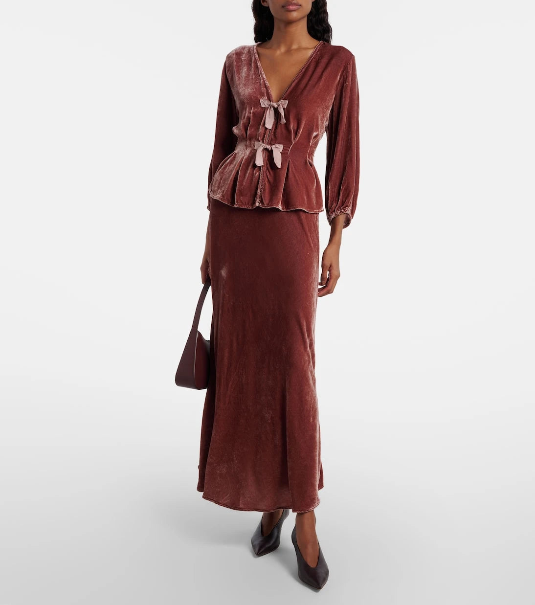 Velvet - Elida bow-detail velvet top