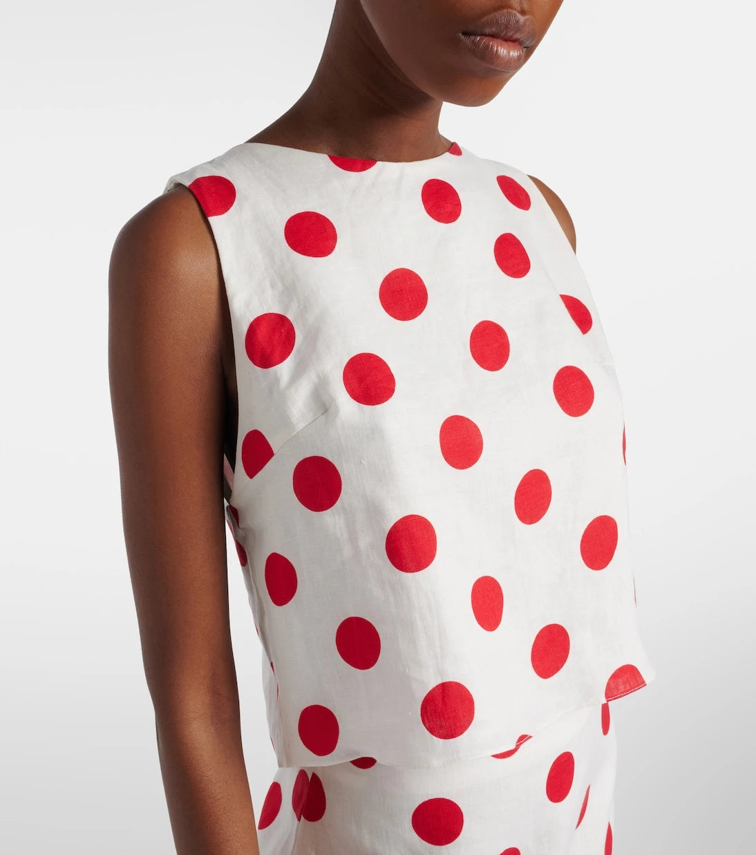 Cala de la Cruz - Avelino polka-dot linen crop top