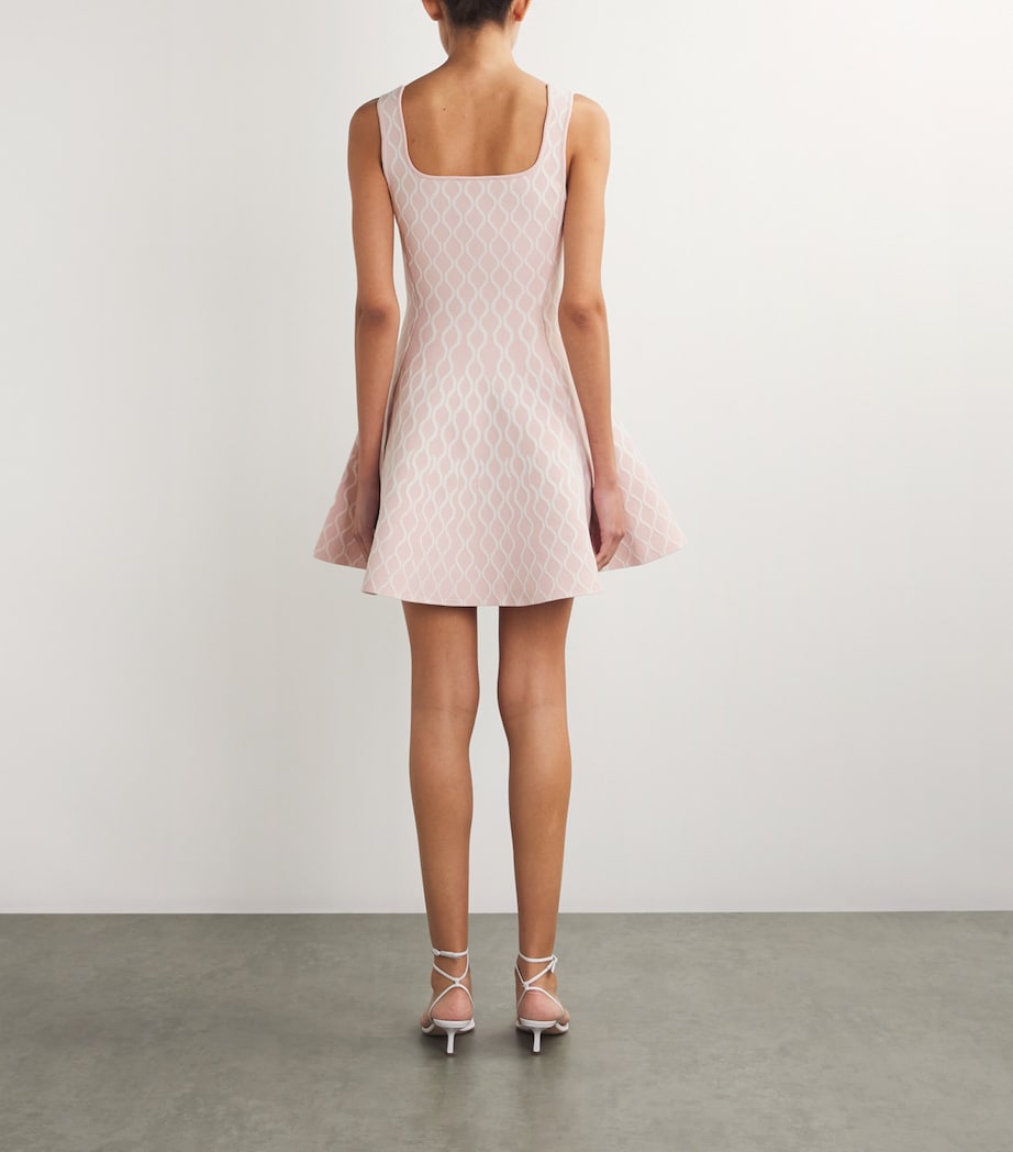 Pink Jacquard-Knit Mini Dress