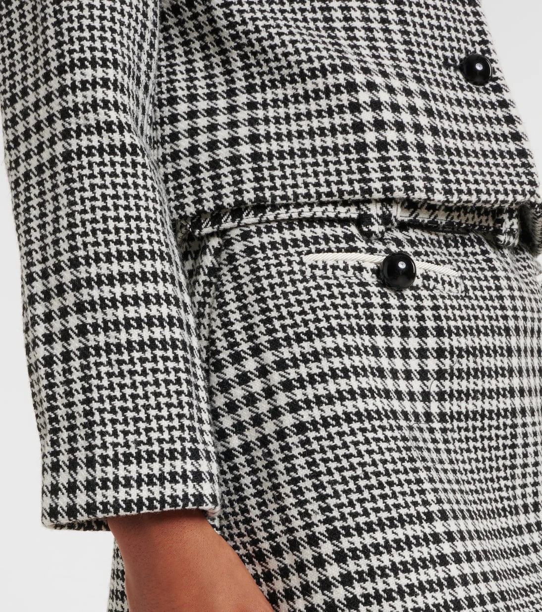 Self-Portrait - Embellished houndstooth cropped jacket
