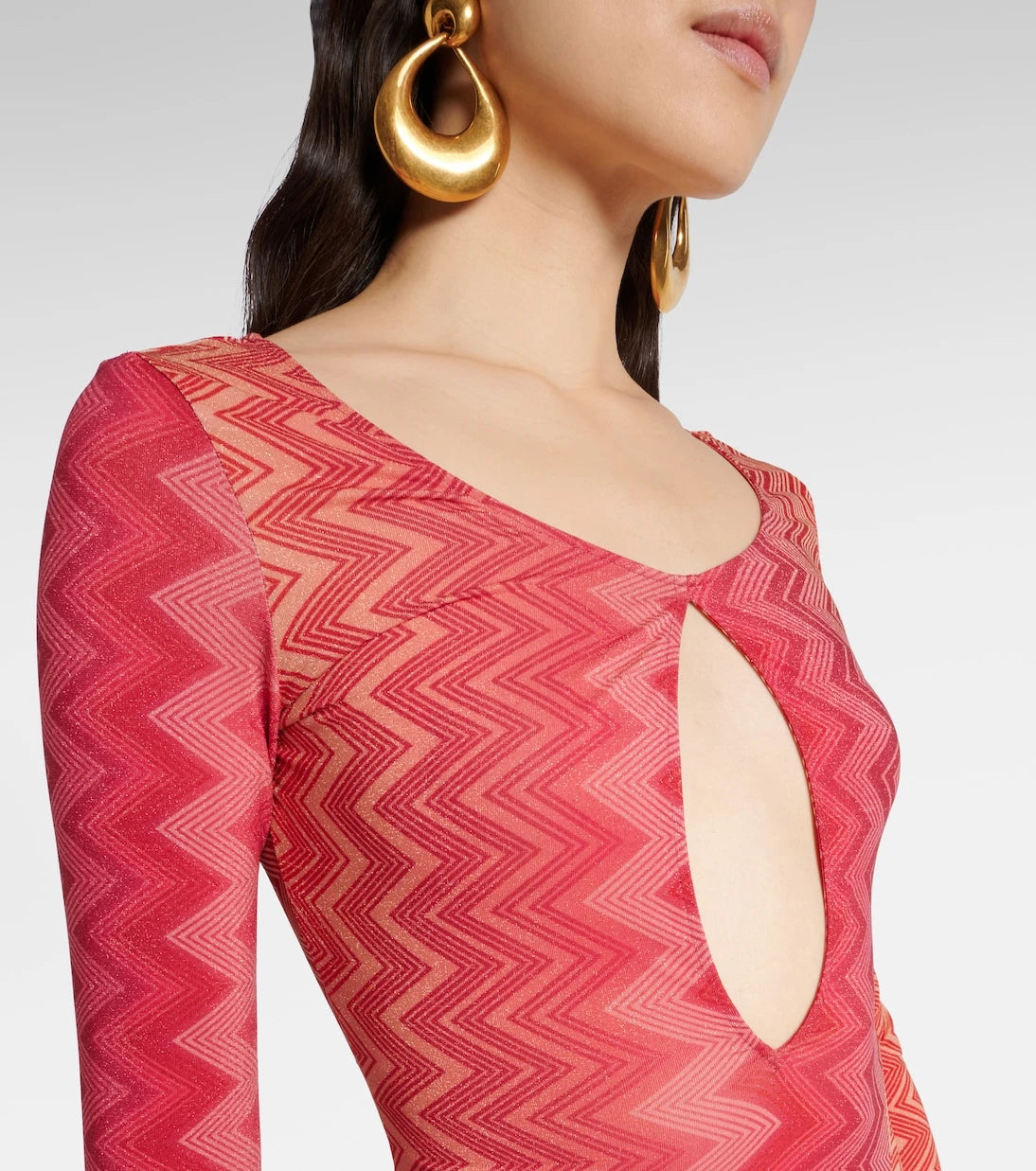 Missoni - فستان ميدي مزين بالشيفرون اللامع