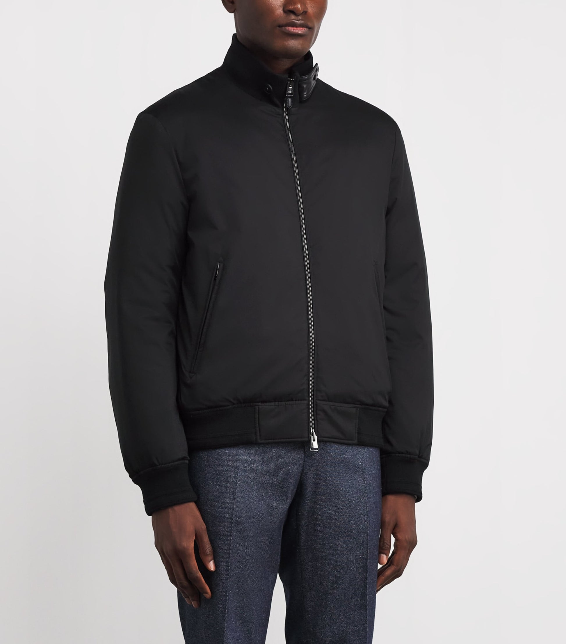 Canali Black Down Bomber Jacket