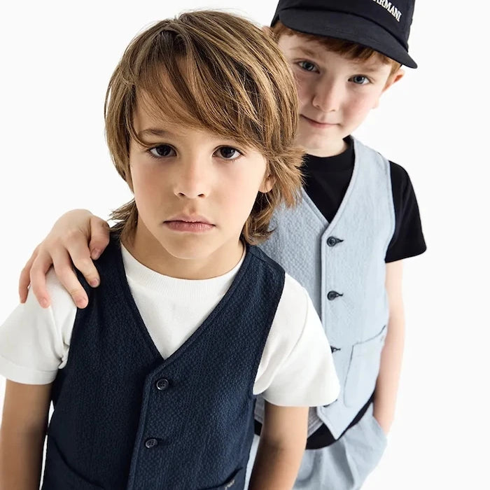 Памучна шапка с козирка Emporio Armani