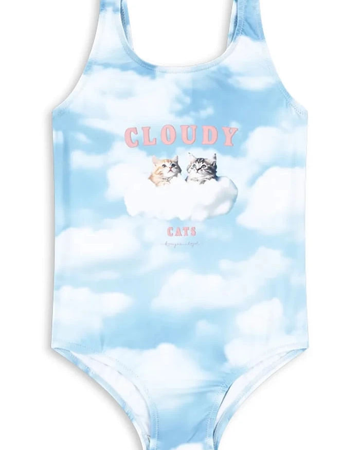 Konges Sløjd Çocuklar İçin Tam Mayo CLOUDY SWIMSUIT GRS