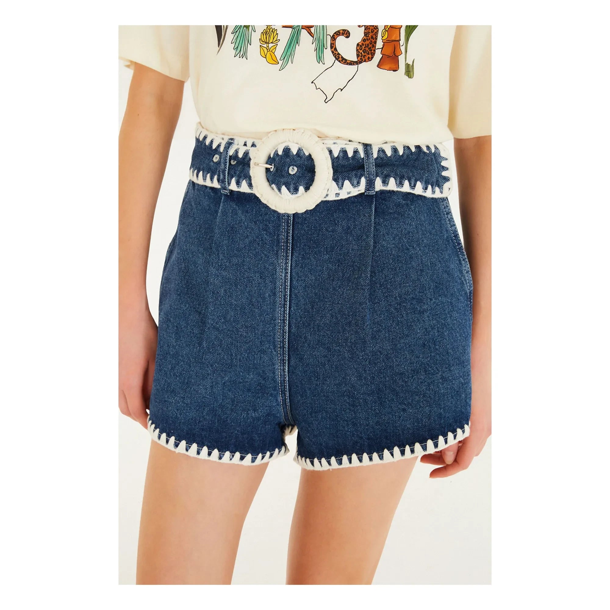 Farm Rio - Crochet Denim Short | Blue