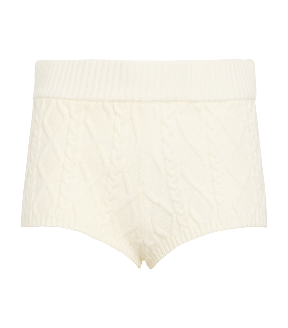 Ivory Cable-Knit Shorts