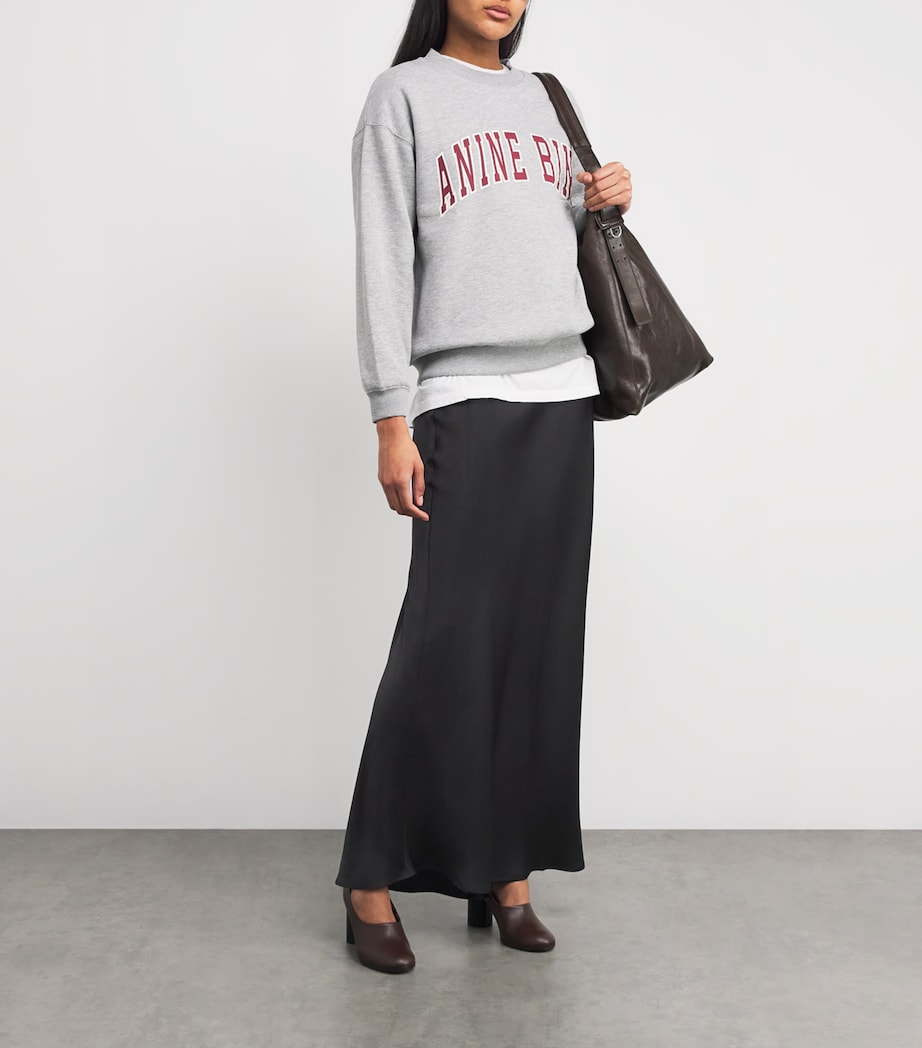 ANINE BING Black Silk Bar Maxi Skirt