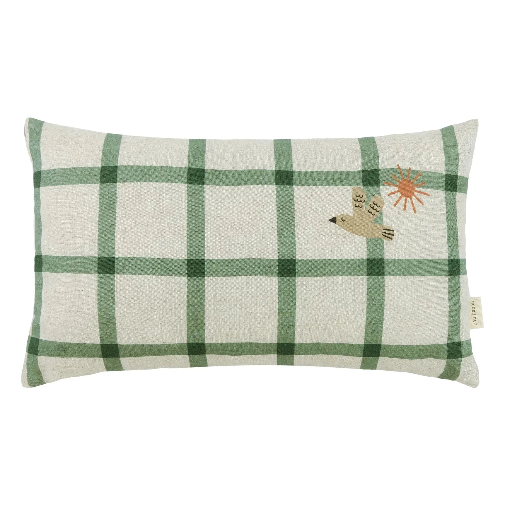 Nobodinoz - Oiseau Vibes rectangular cushion - French linen | Green