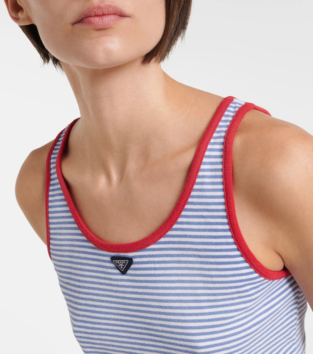 Prada - Striped cotton jersey tank top