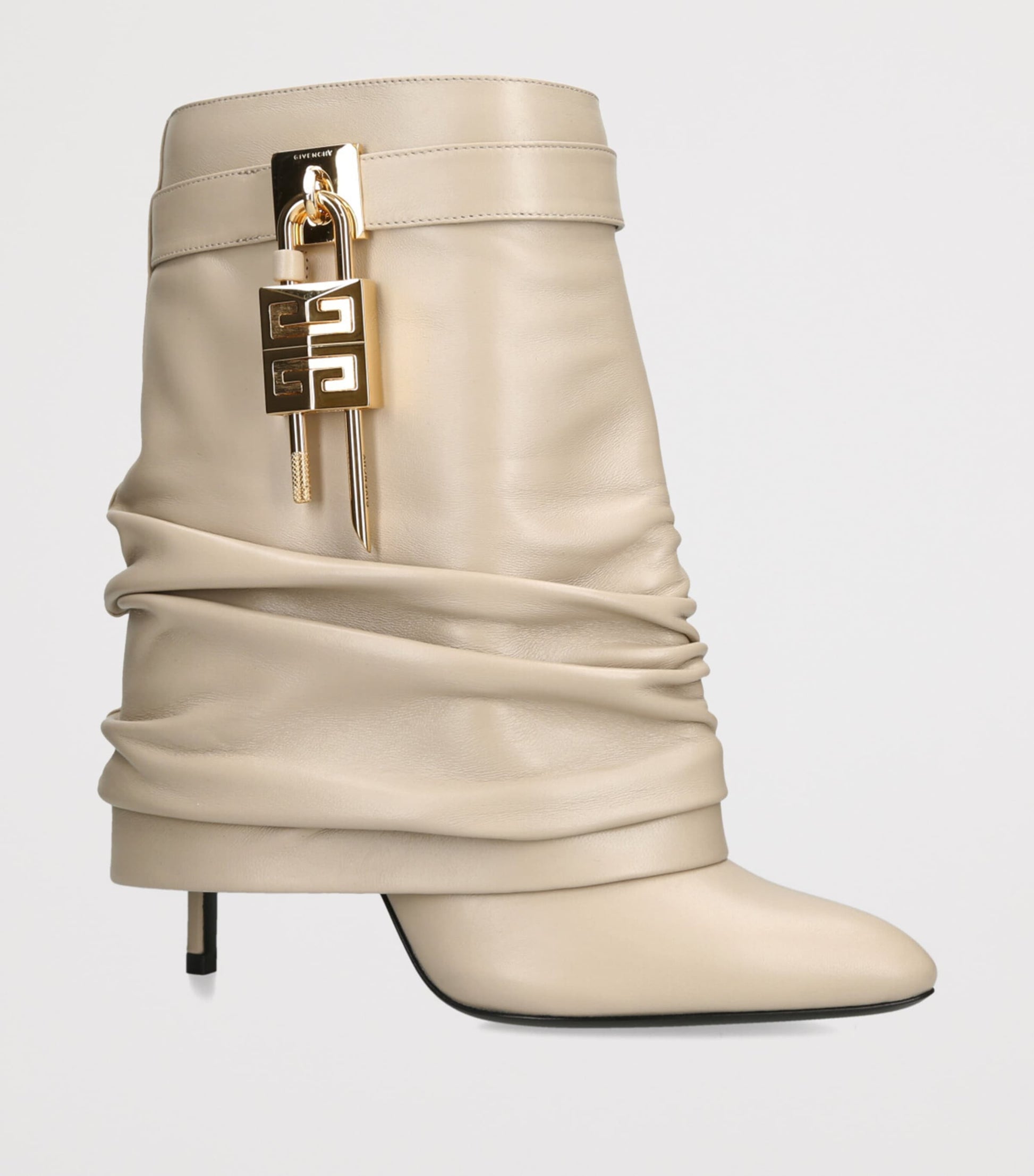 Givenchy Beige Leather Scrunched Shark Lock Boots 100