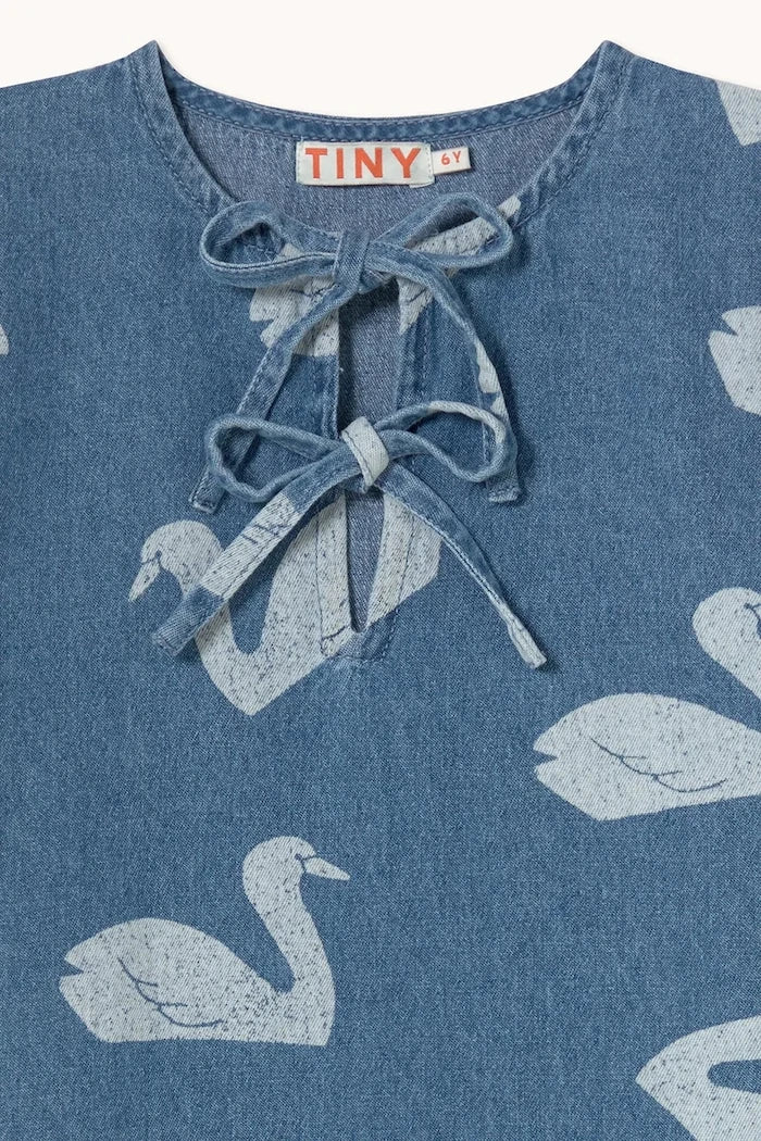 Детска памучна рокля Tinycottons BIG SWANS DRESS