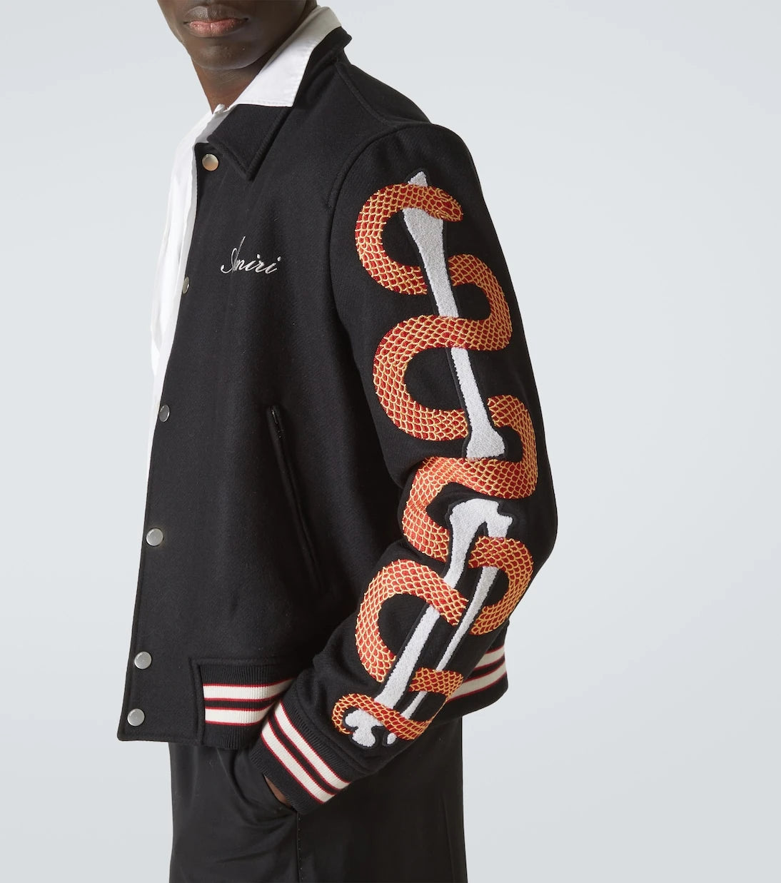 Amiri - Amiri Snake Bones wool-blend varsity jacket