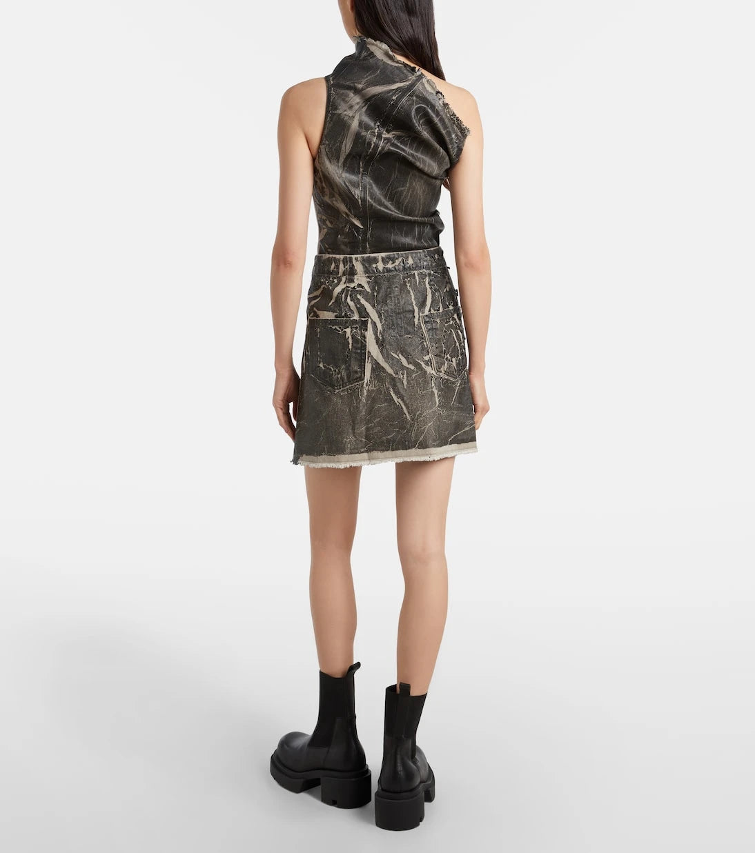 Rick Owens - Sisysnap distressed denim miniskirt