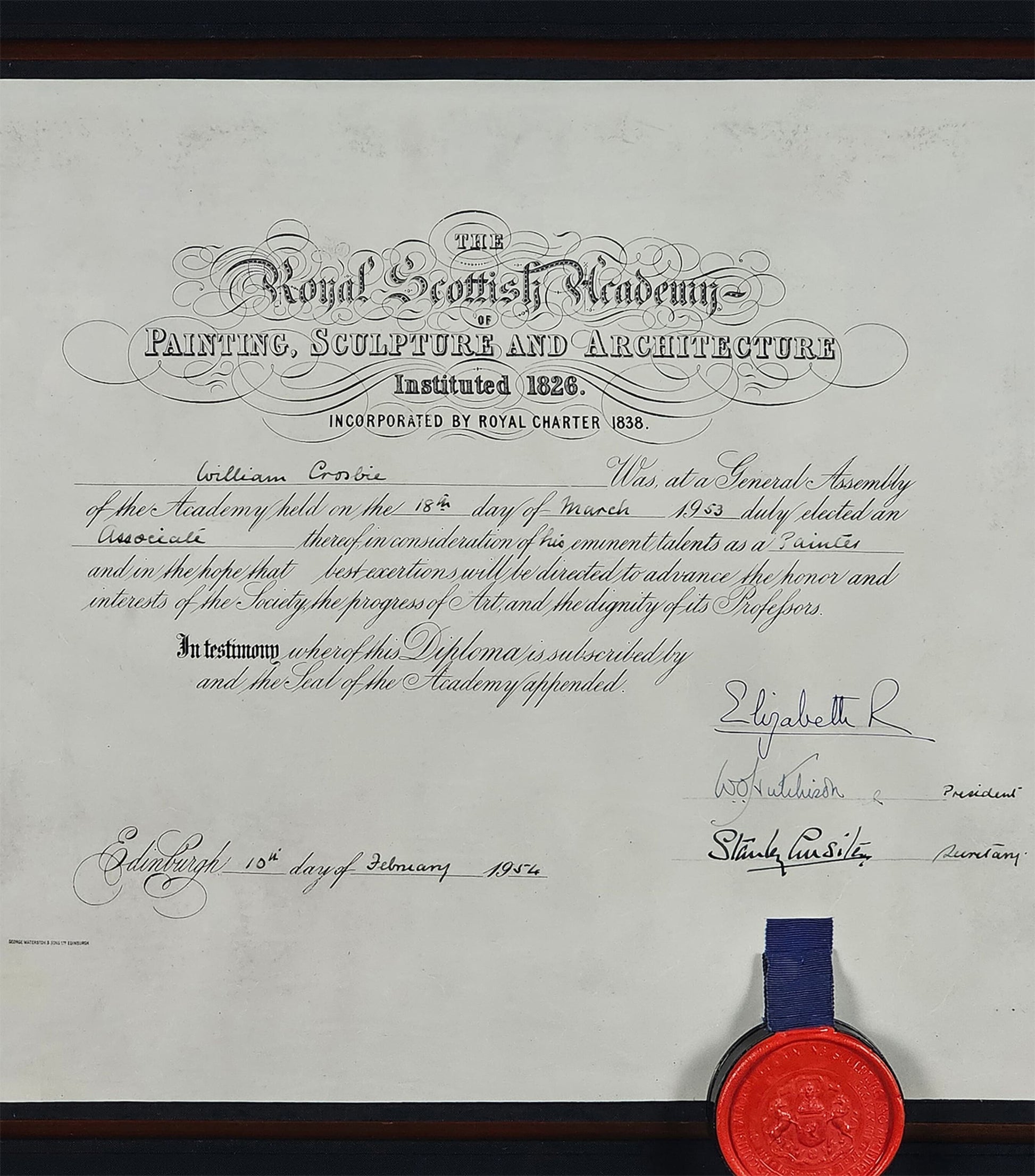 Queen Elizabeth II Signed 1954 Document Framed Display