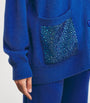William Sharp Blue Cashmere Crystal-Embellished Cardigan