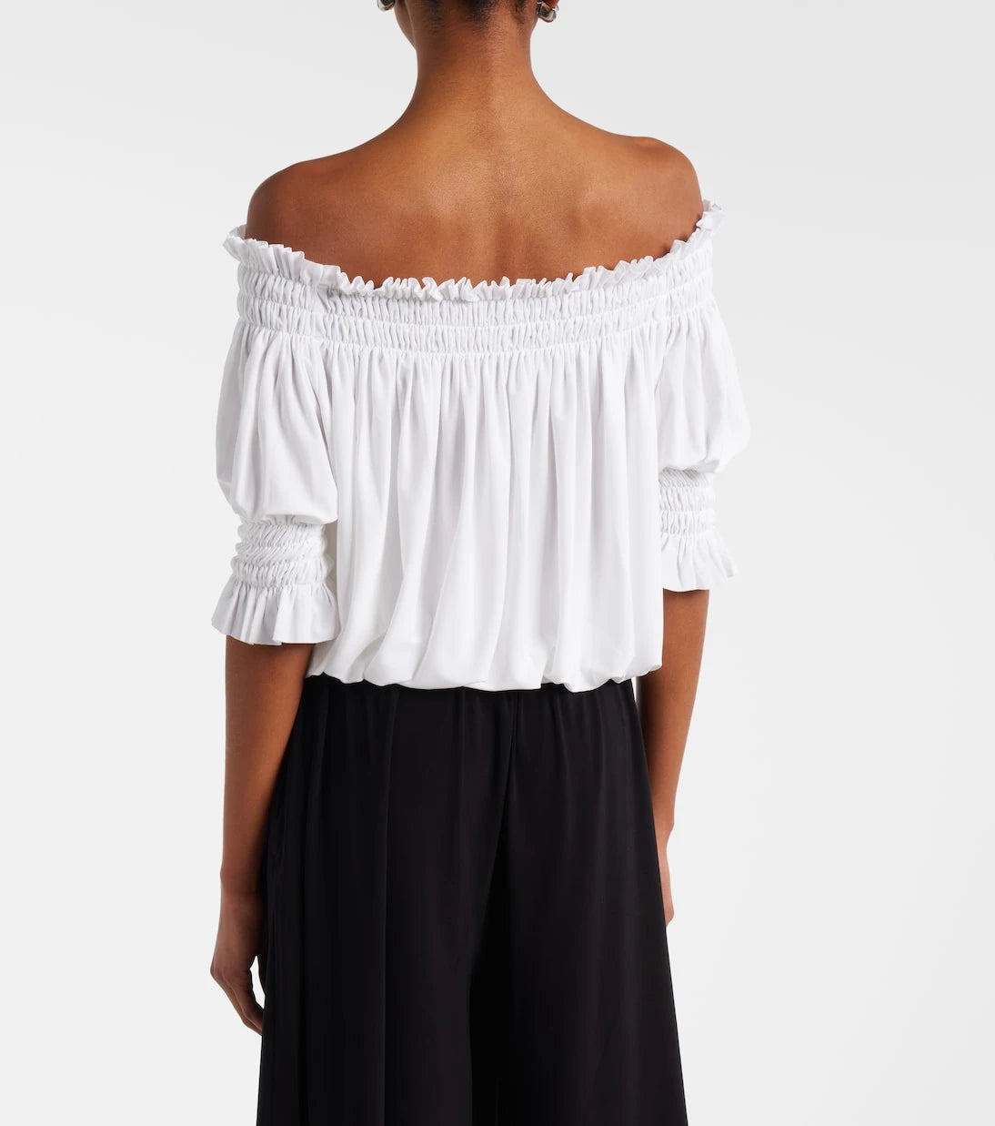 Norma Kamali - Off-shoulder smocked bodysuit
