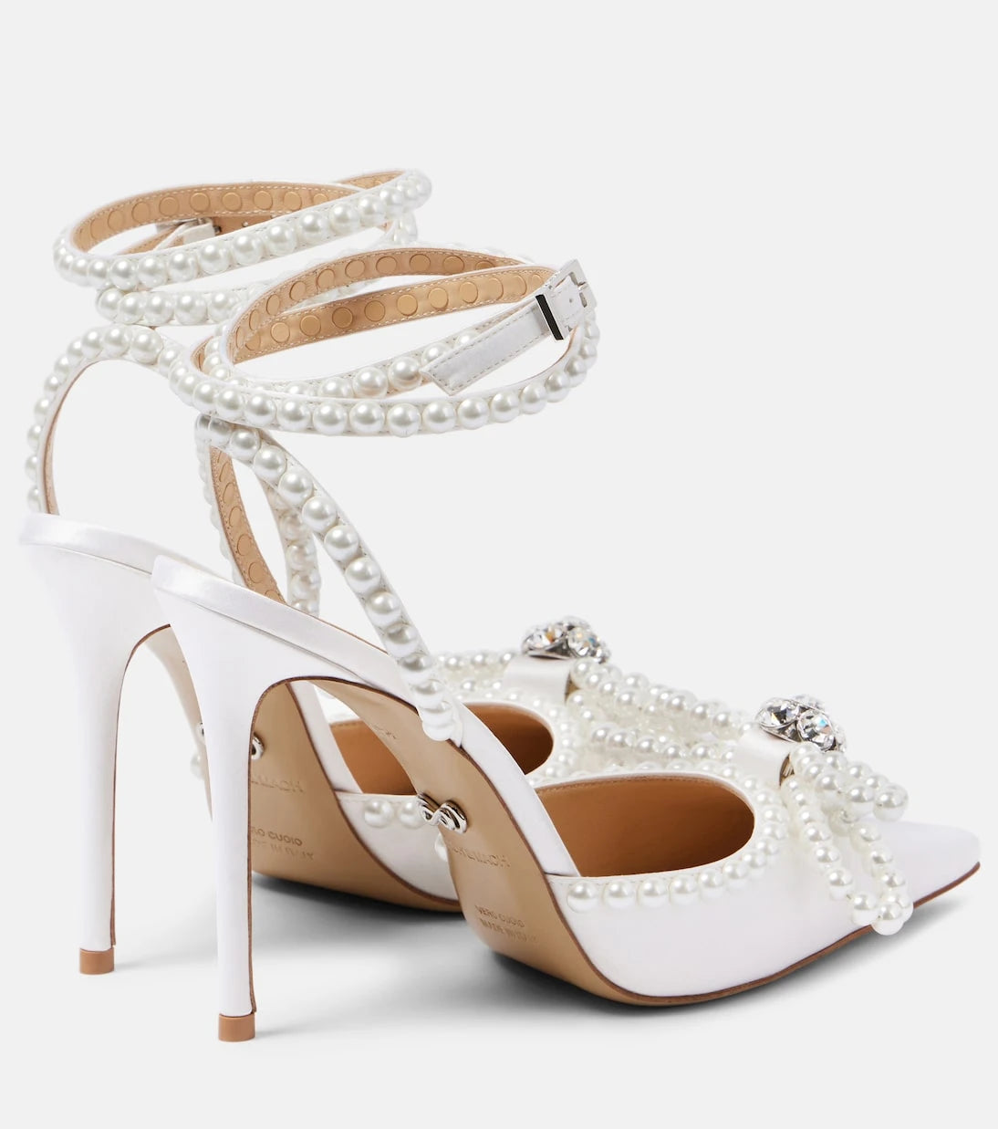 Mach & Mach - Double Bow embellished satin pumps