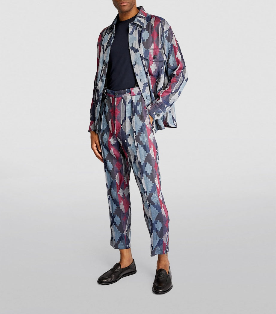 Giorgio Armani Leather Monogram-Embroidered Loafers