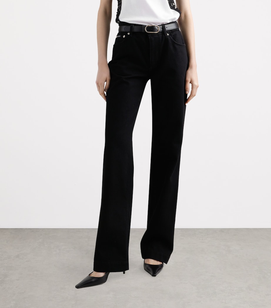 Multi Logo Plaque Straight Jeans