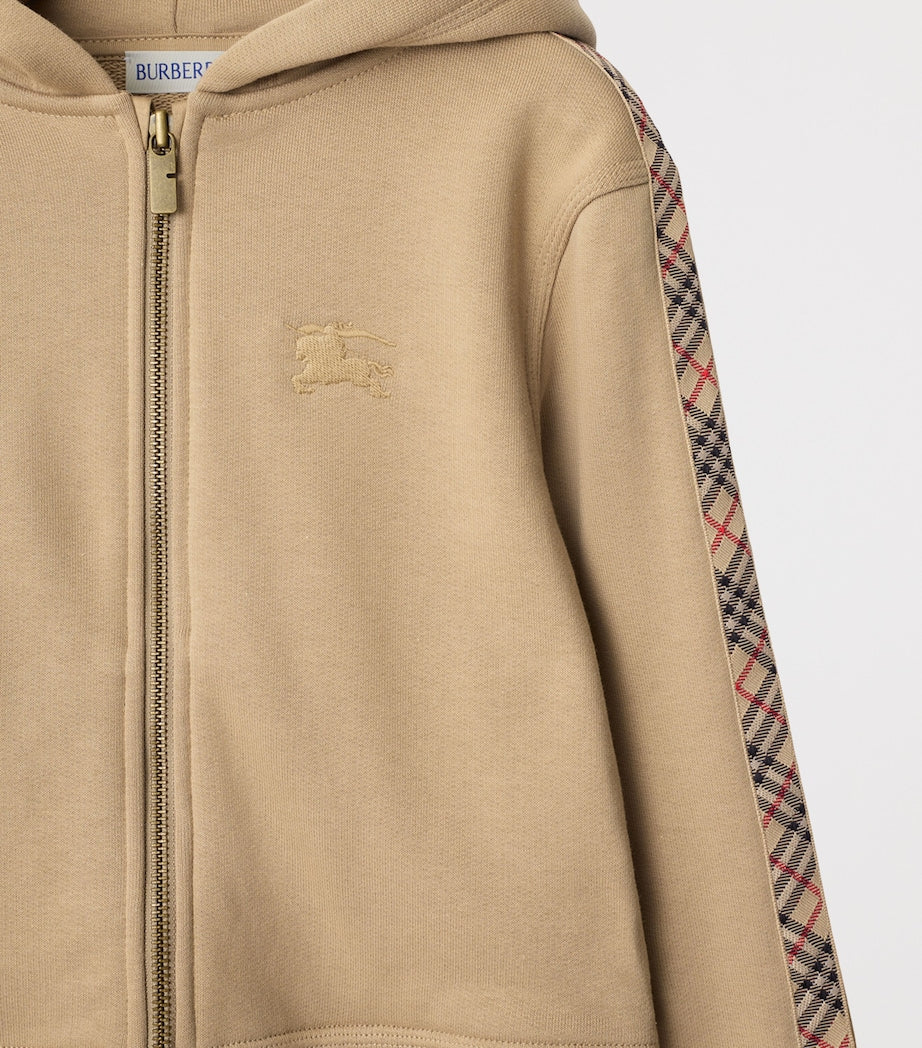 Burberry Kids Cotton Check-Trim Zip-Up Hoodie (3-12 Years)