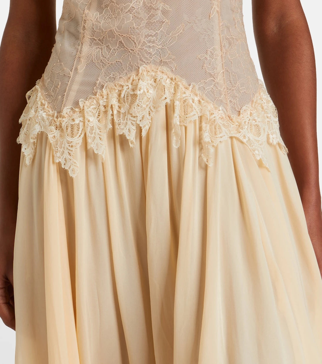 Blumarine - Lace-trimmed georgette maxi dress